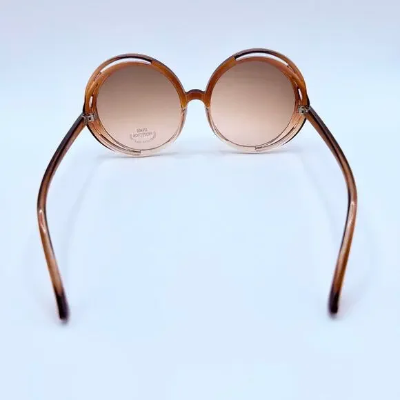 NEW Free People Wavy Baby Brown Oversized Round Retro Statement Sunglasses - Picture 8 of 10